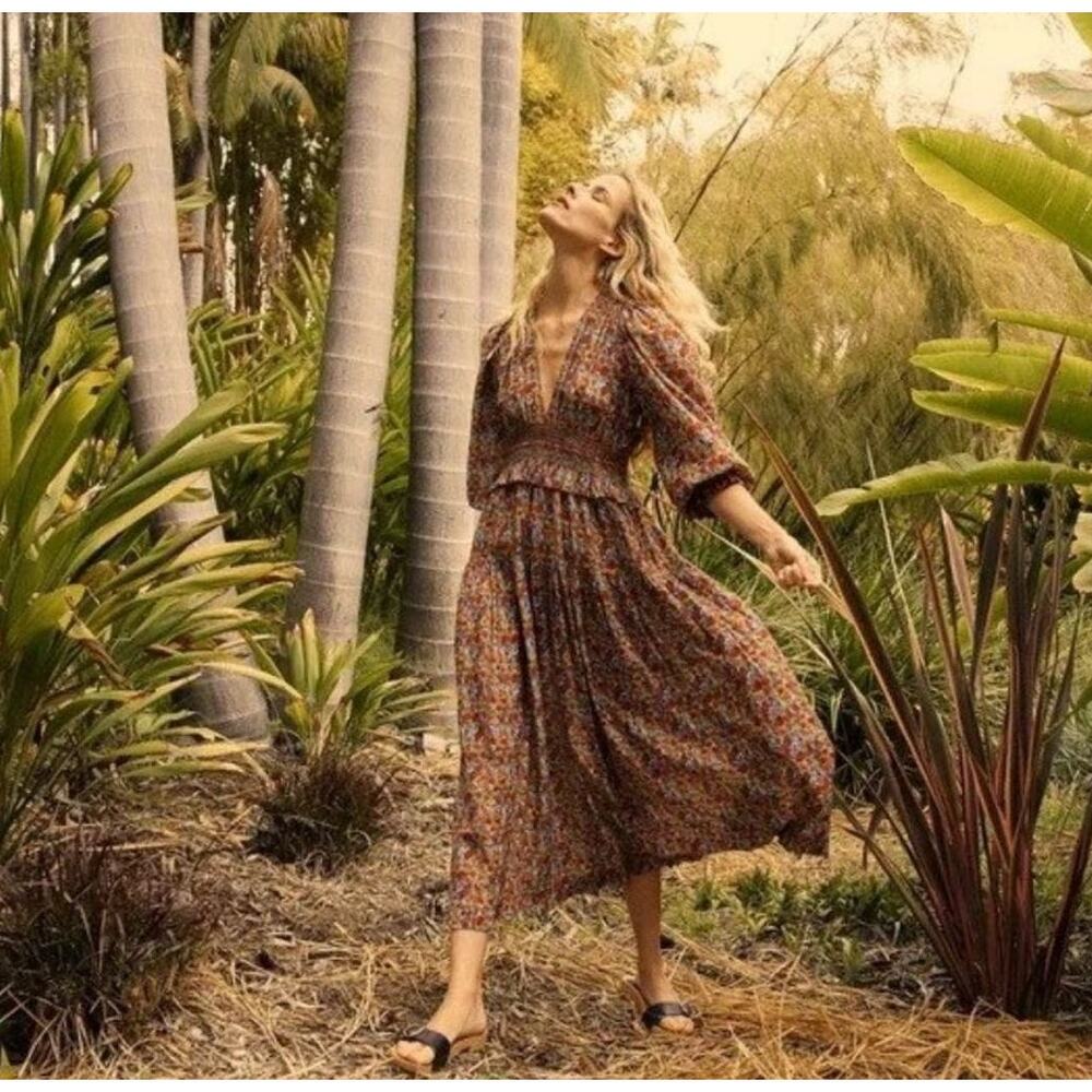 DOEN Catania Midi Dress in Wildflower Meadow Floral Print XS